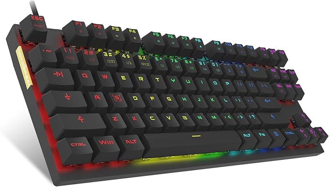 MOTOSPEED Professional Gaming Mechanical Keyboard RGB Led Backlit Wired with Anti-Dust Proof Switches for Gaming Keyboard for Mac &amp PC (Black 87 Key Red Switches)