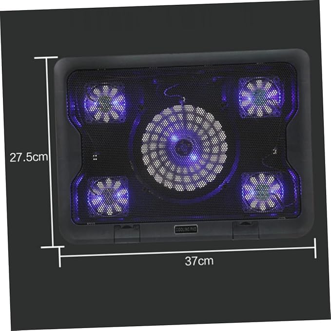 Gadpiparty Laptop Cooling Pad USB 5 Fans Cooler Base with Adjustable Stand Anti-Skid Heatsink for Gaming and Office Laptops Black