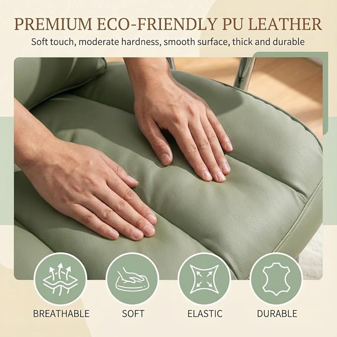 Big and Tall Office Chair 400lbs - Heavy Duty Executive Desk Chair with Footrest High Back PU Leather Ergonomic Computer Chair with Extra Wide Seat &amp Thick Cushion for Home Office (Green)