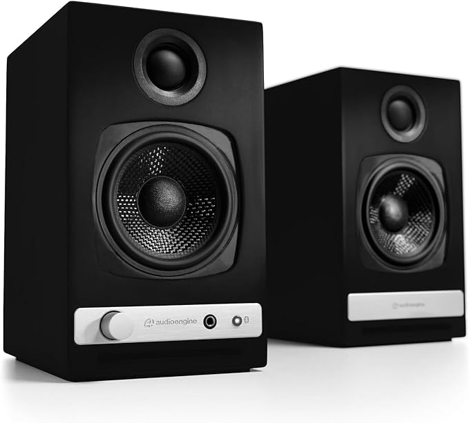 Audioengine A2 HD (HD3) Black 60 Watt Pc Speakers for Desktop and S6 Gray Subwoofer for Music Gaming Movies Studios Dorms Bedrooms Offices