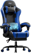 HLDIRECT Gaming Chair Ergonomic Video Game Seat with 360° Swivel &amp Lumbar Massage Computer Chair PU Leather Cushion for Adults Home/Office Use (Black &amp Blue)