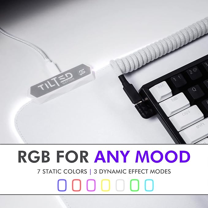 Tilted Nation Bone White Gaming Mouse Pad RGB - Large LED Mousepad - LED Desk mat with 8 Adjustable Light Modes - Non Slip Rubber Base Easy to Clean Water Proof Surface Mat for Keyboard and Mouse
