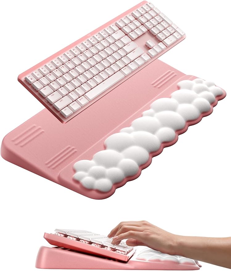 Vaydeer Keyboard Stand Wrist Rest Cloud Ergonomic Wrist Support Pad Soft Memory Foam Computer Keyboard Riser Holder Lifter Tilt Cushion for Desk Palm Hand Typing for Office Home Gaming Pain Relief