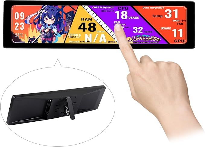 waveshare 11.9inch IPS Display Compatible with Raspberry Pi 5/4B/3B+/3A+/2B/B+/A+/Zero/Zero W/WH/Zero 2W CM3+/4 5-Point Touch No Driver Required with Touch Function