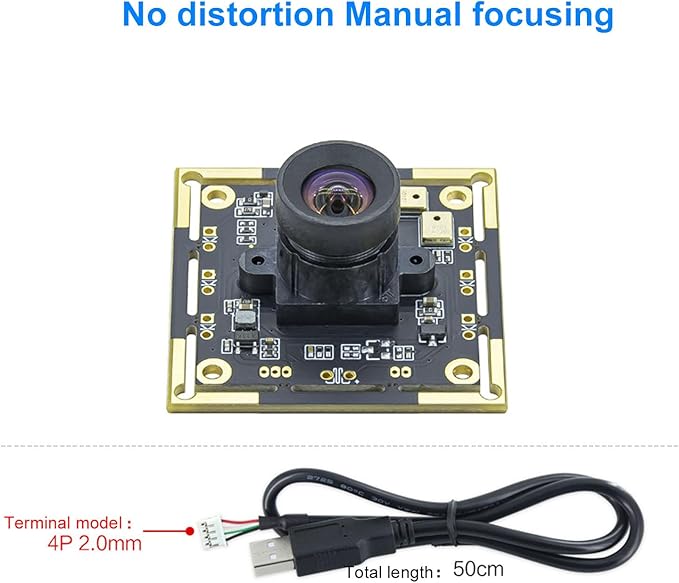 Eujgoov 2MP HD USB Camera Module Mic Manual Focusing 1080p 100° Wide Angle UVC Compatible with