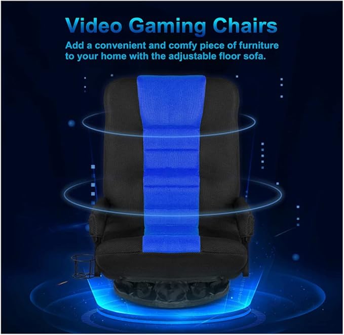 Swivel Gaming Floor Chair for Adults Teens360 Degree Video Game Chairs with Folding Adjustable BackrestLazy Sofa Lounger for TV Reading Playing Blue