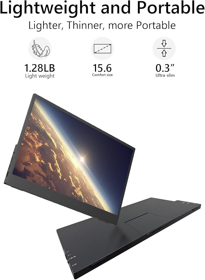 4K Portable Monitor 15.6 Inch Screen Extender 3240×2160 UHD 500 Nits 100% sRGB with 45° Adjustable Stand HDMI &amp USB-C Computer Display for Travel Monitor Laptop &amp PC Mac Phone PS4 PS5 Switc
