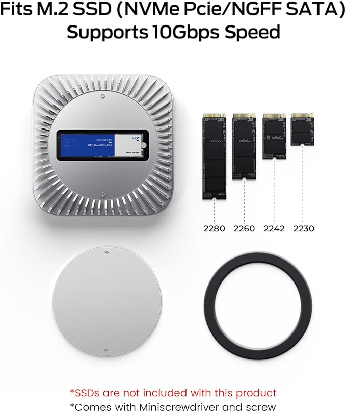 Mac mini M4 Dock Aluminum Mac mini Stand and HDMI Hub for Mac mini M4 and M4 Pro 2024 with M.2 NVMe/SATA SSD Enclosure 4K60Hz HDMI10G USB A/C 5G USB A*2 USB-C Charge SD/TF Audio