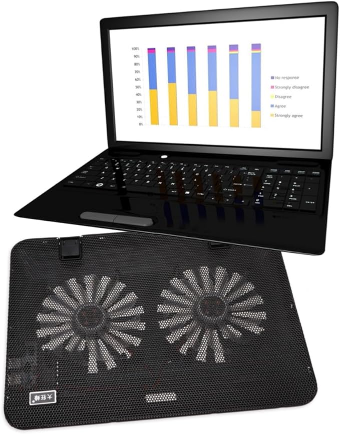 6 Inch Adjustable Laptop Cooling Stand with Large Fan Notebook Cooling Support Holder for Heat Dissipation Black Suitable for Gaming and Office Use
