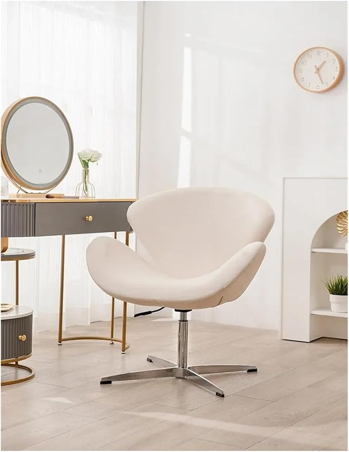 Ergonomic Gaming Chair Rotating Single Person Sofa Internet Celebrity Leisure Chair Yellow Flannel Swivel Computer Office Chair Quiet Cream Breeze Swan Design