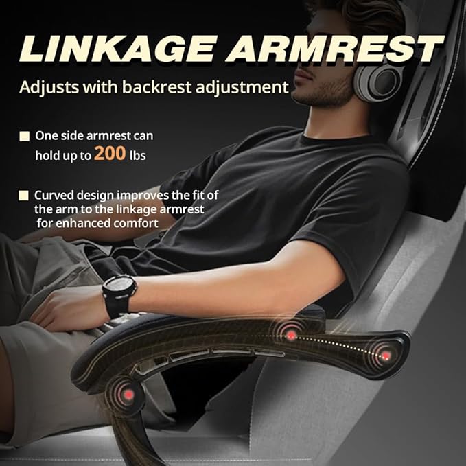 Dowinx Fabric Gaming Chair with Footrest and Massage Big and Tall Wide High Back Office Chair for Adults Computer Game Chair with Massage for 200lbs Grey