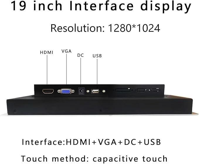 1pc 15 17 19 21.5 Inch Embedded Industrial Computer Monitor Display with Capacitive Touch Screen HDMI VGA DVI USB Interface(19 inch HDMI VGA)