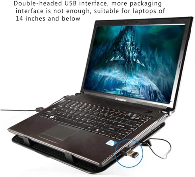 14 Inch Notebook Cooler Dual Fan USB External Laptop Cooling Pad Slim Stand High Speed Silent Metal Panel Fan (Color : A) (D)