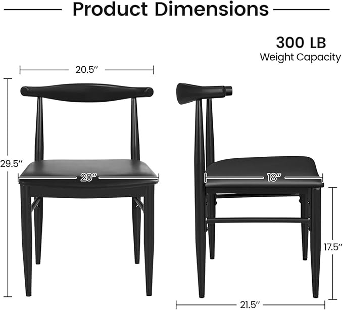 Adjustable Office Computer Chair with Armrest 1pcs Black No Armless with Curved Backres Metal Legs Leather Seat Dining Chairs