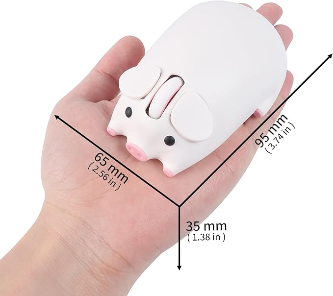 Wireless Bluetooth Mouse Cute Little Pig Dual Mode(BT &amp 2.4G USB) Silent Portable Ergonomic Wireless Optical Kawaii Mice for PC Laptop Tablet Computer Kids Boys Girls Animal Lovers Gift (White)