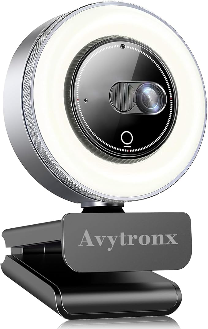 2K Webcam for PC with Microphone &amp Built-in Light USB Computer Camera for PC/Laptop/Mac/Monitor Streaming Webcam with Privacy Cover for Zoom/Skype/Teams/Video Calling/Conference/Online