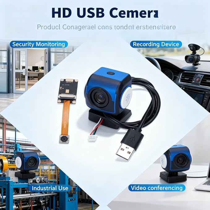 HD USB Camera Module Autofocus Video Webcam Board 5MP OV5640 with Digital Microphone - High Definition Image Wide Angle Lens Portable OTG Support for Monitoring and Industrial Use