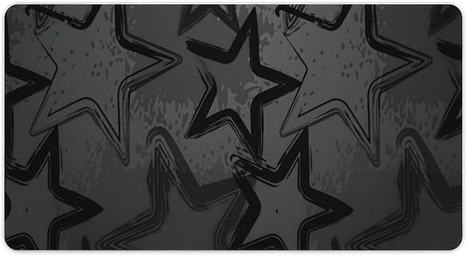 Black Gray Star Mouse Pad Large Desk Mat Extended Keyboard Mouse Pad with Non-Slip Base and Stitched Edge Mouse Mat Desk Pad 30x16 Mouse Pads for Desk Home Office Gaming