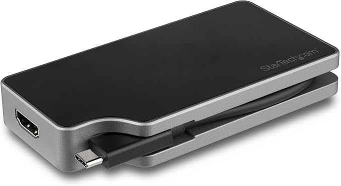 StarTech.com USB C Multiport Video Adapter - 4K 60Hz UHD Portable 5-in-1 USB Type C to HDMI 2.0 Mini DisplayPort VGA or DVI (1080p) - 95W PD Passthrough - Cable Management - Aluminum (CDPVDHMDPDP)