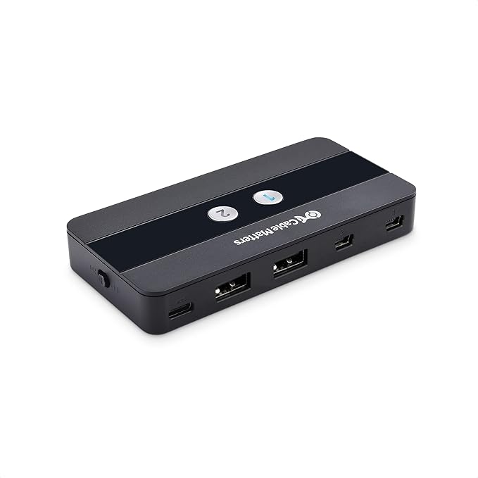 Cable Matters USB 2.0 Switch Hub USB Sharing Switch for 2 Computers and 4 USBA Peripherals - Button or Wireless Remote Control Swapping