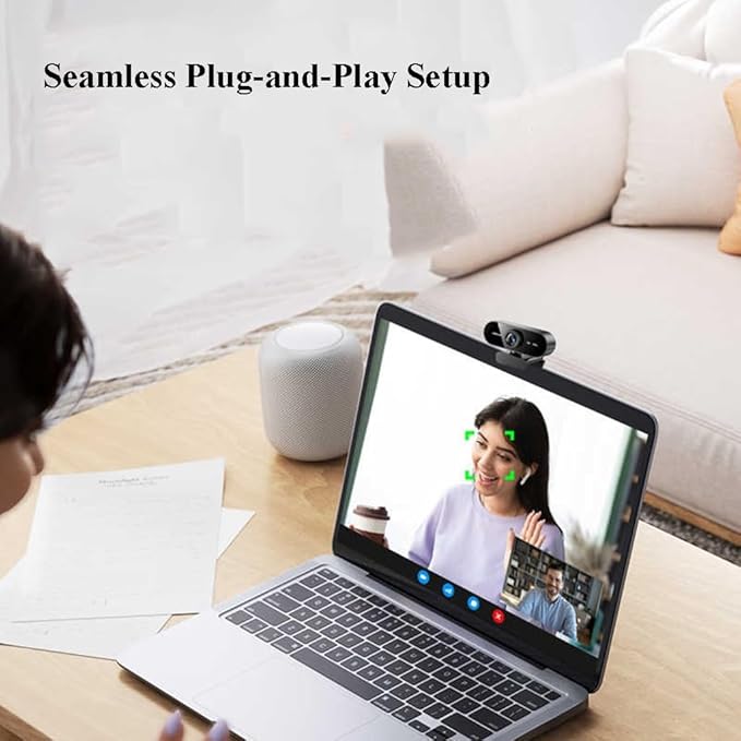 GIZNXBA USB Webcam with Microphone for Streaming Noise Cancellation Wide-Angle Lens Plug &amp Play USB Webcam for Laptop Desktop Streaming(4K)