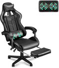 Soontrans Black Gaming Chairs with Footrest Ergonomic Gamer Chair Home Office ChairPC Computer Chair with Headrest and Lumbar Support(Dark Black)
