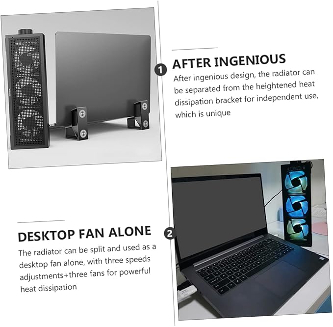 Tofficu Thickened Laptop Stand RGB Cooling Pad Gaming Laptop Accessory Detachable Fan Stand Ergonomic Design