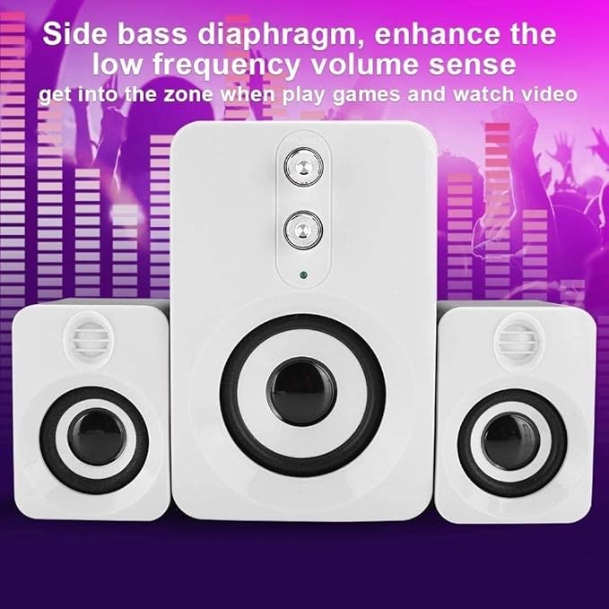 Computer SpeakerMulti-medioa USB Mini Subwoofer Speaker with 360°Surround Stereo Sound PC Speaker for Desktop/Laptop Gaming StereoBuilt-in Microphone