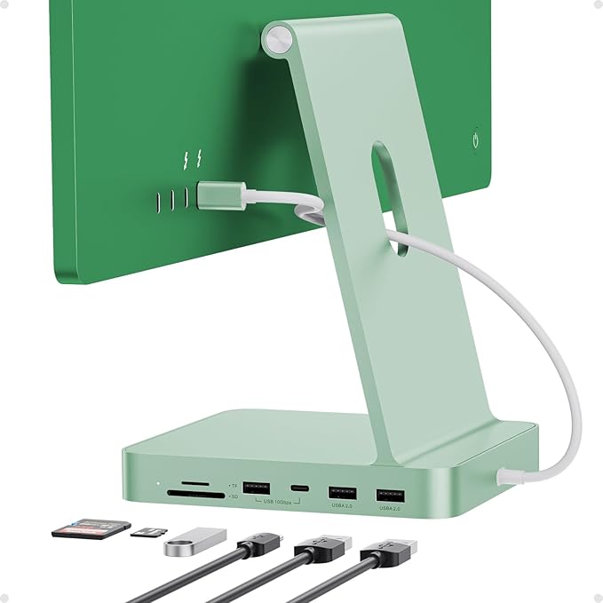 USB C HUB for iMac 24 inch 2021/2023/2024 USB Hub Adapter iMac Accessories for iMac M1/M3/M4 with USB C 10Gbps 3*USB A SD/TF Docking Station Support Expand M.2 SSD (Not Included) Green