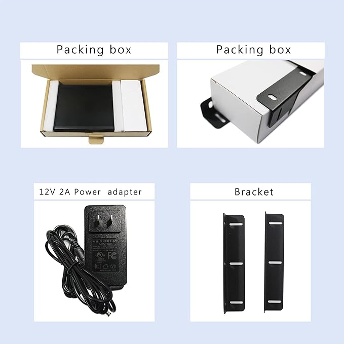 VSDISPLAY 12.1 Inch 10 Points Touch Screen Industrial LCD Monitor 1024x768 4:3 Aspect Ratio Display with Wall Mounting BracketsSupports VGA DVI Input