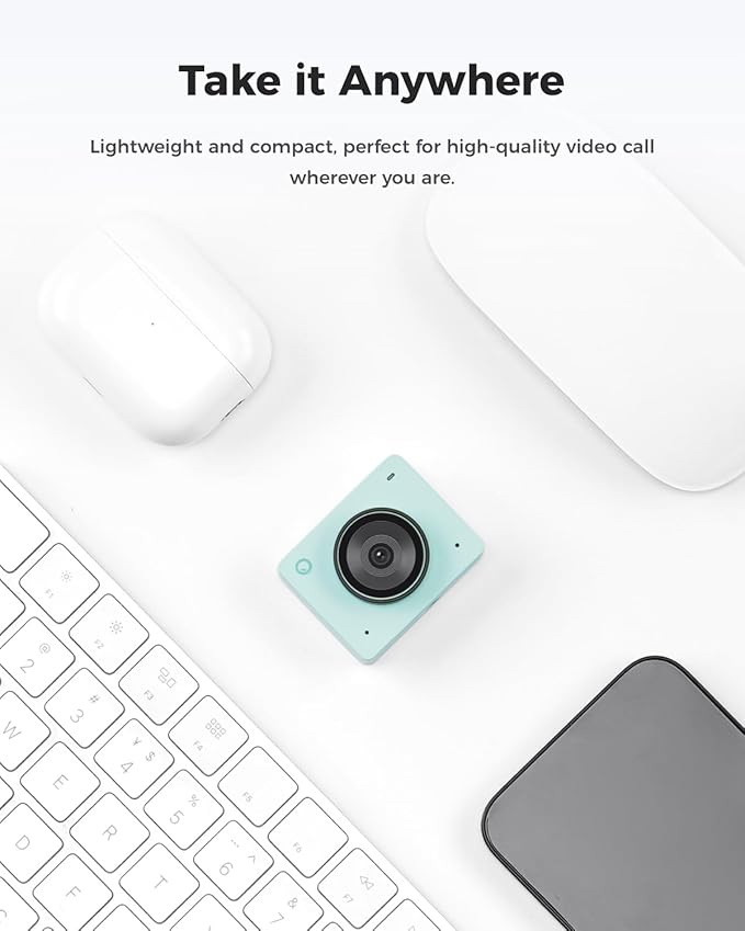 OBSBOT Meet 2-4K Webcam for PC with 1/2 Sensor AI Framing &amp Autofocus Beauty Mode Lightweight Gesture Control HDR Dual Microphone 60 FPS Web Cam for Streaming Meeting Gaming. (Aurora Gr
