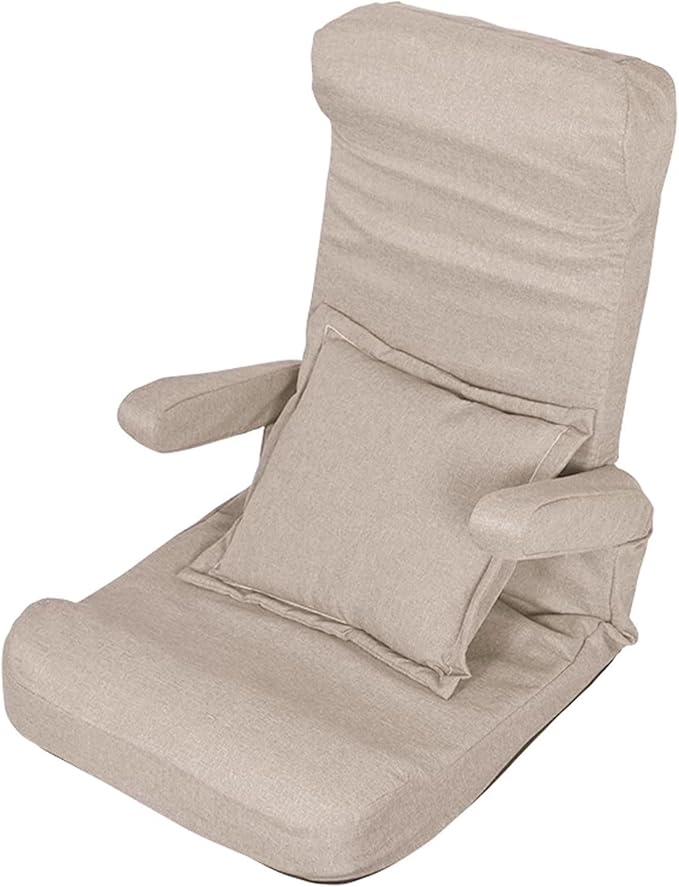 Floor Gaming Chair Filled with High-Density Sponge Folding Lazy Sofa Sleeper Bed with 1 Pillow Backrest with 42-Level Angle Adjustment for Living Room Bedroom(Brown)