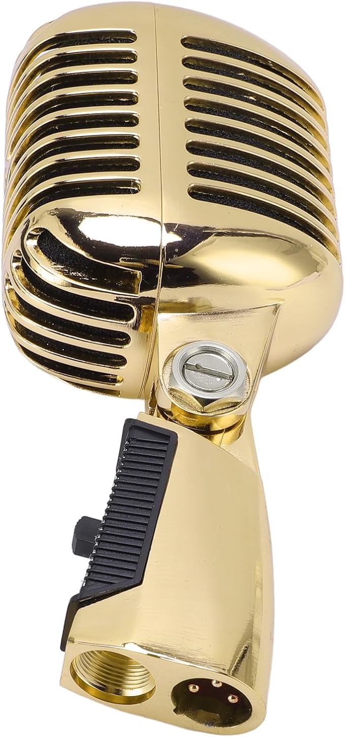 Zunate Retro Dynamic Microphone with Rugged Structure and Flexible Positioning for KTV and Live Performances (Gold Tape)