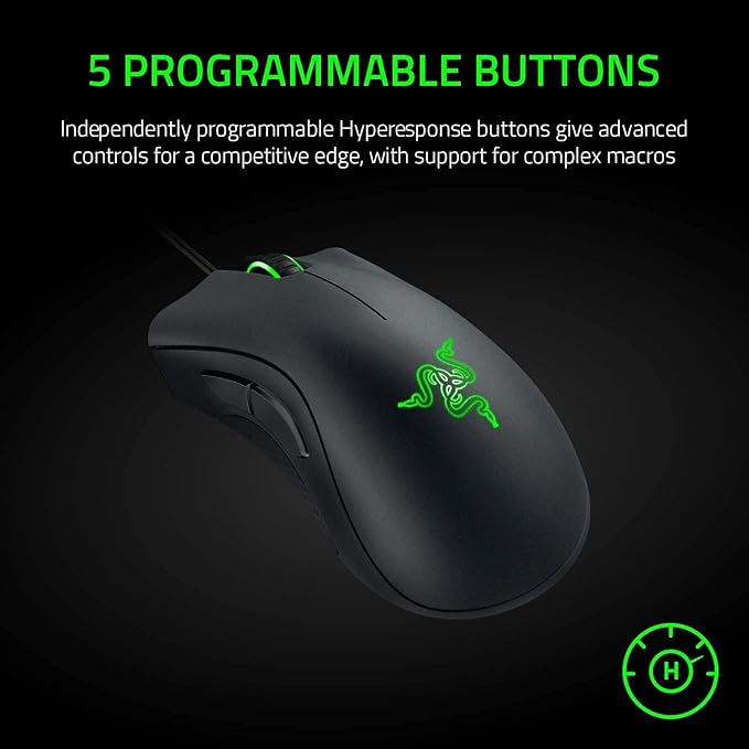 Razer DeathAdder Essential Gaming Mouse: 6400 DPI Optical Sensor - 5 Programmable Buttons - Mechanical Switches - Rubber Side Grips - Classic Black(Pack of 10)