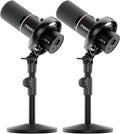 MAONO PD200W Hybrid Wireless Podcast Equipment Bundle for 2 XLR USB Dynamic Microphone Kit with 2 Desktop Stand Software Noise Cancellation for Co-hosted podcast Vocal Recording Content Creation