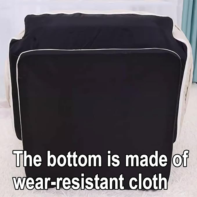 Meditation Chair with Arms Steel Frame Support and Tech Fabric Fold Out Chair Bed Chassis Can Rotate Freely 360 Degrees Backrest Can Be Adjusted in 3 Levels(White)