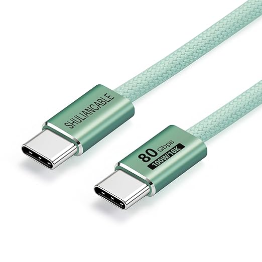 SHULIANCABLE USB C Cable USB 4 Data Cable80Gbps Data Sync Supports 16K/8K DisplaysCompatible with Thunderbolt 4/3 USB C Monitors MacBookHub Docking (Green 3.3FT/1M)