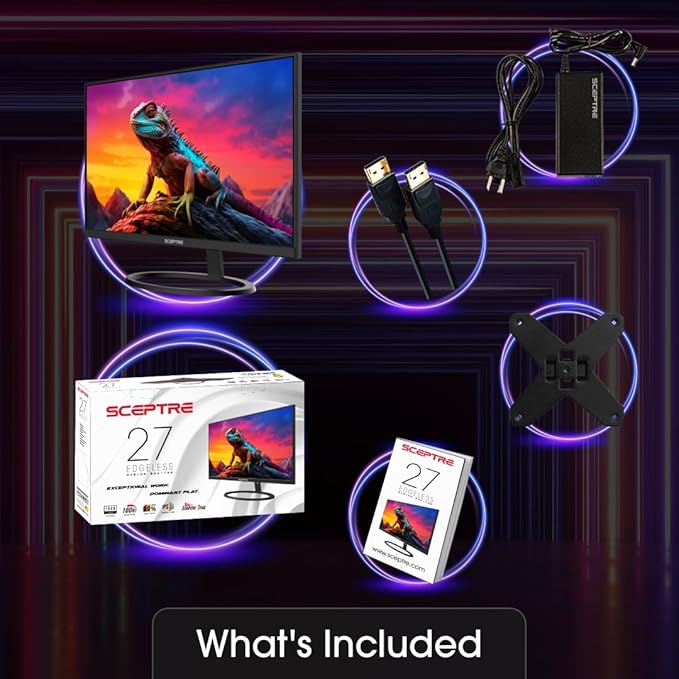 Sceptre 27 IPS 2K Monitor QHD 2560 x 1440 75Hz Edgeless DisplayPort HDMI Build-in Speakers Machine Black
