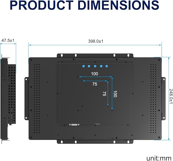 15.6 Inch Capacitive Touch Screen Monitor 1920x1080 Industrial Touch Display Metal Housing HD-MIVGA Input Open Frame Touchscreen Monitor for Industrial Automation Control