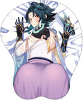 Genshin Impact Xiao Zhongli Mouse Pad with Wrist Support Comfort Silica Gel Wrist Rest Support Mat Mice 3D Mouse Pad Non-Slip PU Base for Computer (Xiao)