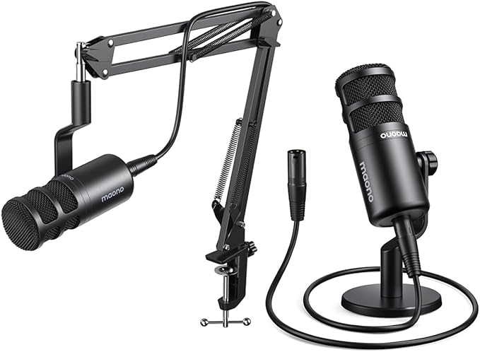 PD100 XLR Podcast Dynamic Microphone with 5/8 and 3/8 Inch Threads Fits Boom Arm Desk Stand for Vocal RecordingContent Creation