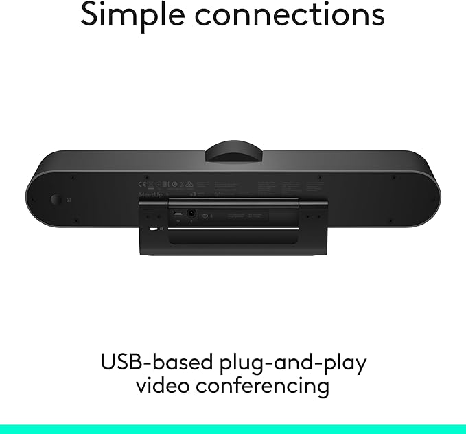 Logitech MeetUp Video Conferencing System Ultra HD 4K/1080p/720p 3 Microphones/Adjustable Speakers Wide Field of View 120° PC/Mac/Laptop/MacBook/Tablet - Black