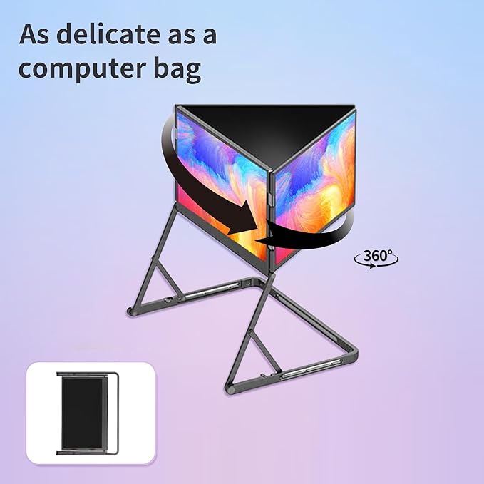 15.6 Laptop Screen Extender Monitor Portable Quad Monitor Just 1 Cable for 3 Screens FHD 1080P IPS Laptop Extender Compatible with Wins/Mac for 13.6 - 17.3 Laptops (Triple screen Grey 15.6)