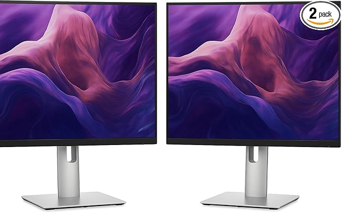 Dell P2425H 24 Inch Monitor 2-Pack – Full HD 1080p IPS Display 100Hz Comfortview Plus USB-C Hub HDMI/DP/VGA – Height Adjustable Ergonomic Stand Eye Care Dual Monitor Bundle for Home &amp Office