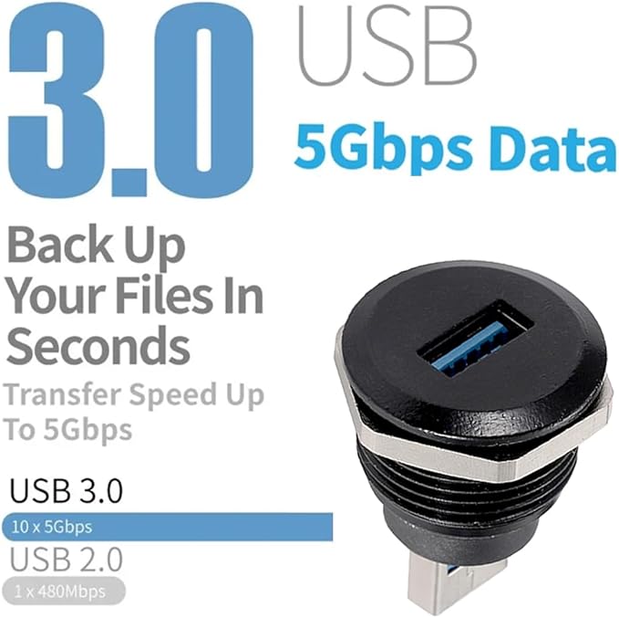 PENGLIN 5PCS USB3.0 Adapter USB-A Male to Female Converter Extender Connector USB Panel Mount Connector Compatible with Laptop Computer Hard Drive Printer Camera