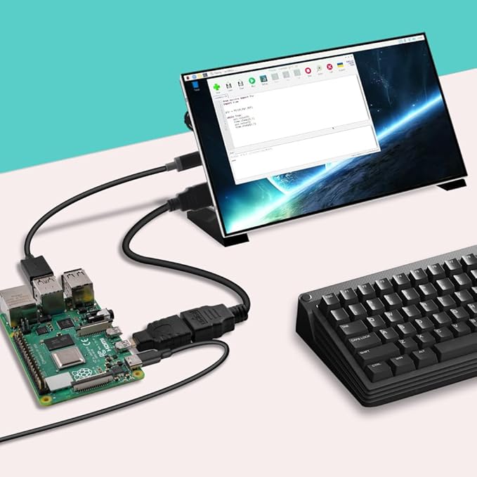 GeeekPi 7-Inch Screen for Raspberry Pi 1024x600 IPS LCD Display HDMI Portable Monitor for Pi 5/4B/3B+/3B Win11/10/8/7 Free-Driver