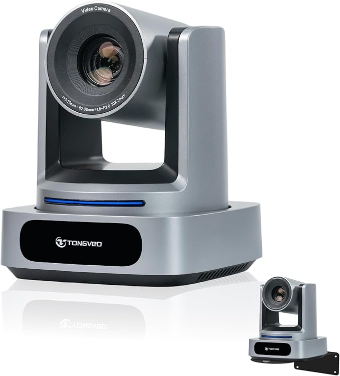 TONGVEO AI 4K PTZ Camera with Auto Tracking 10X Optical Zoom Video Conferencing Camera HDMI &amp USB 3.0 Plug and Play Webcam for Zoom Teams Church Worship Live Streaming Education