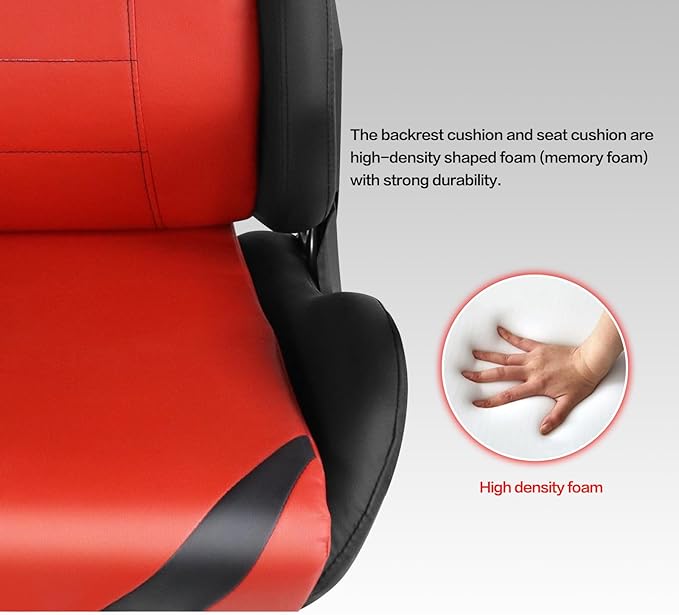 Modern-Depo Ergonomic Gaming Chairs for Adults with High-Density Memory Foam | Swivel Comfortable Office Chair Big and Tall Video Game Chair High Back Computer Chair for Home Office Red Black