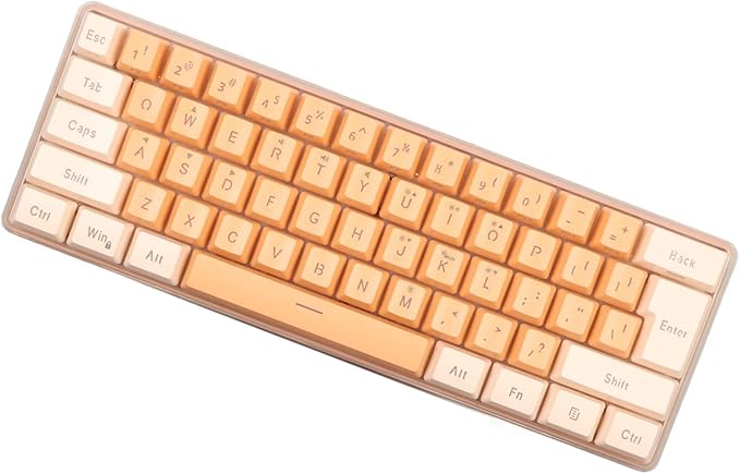 ZJchao Mini Keyboard Gaming Keyboard 60 Percent 61 Keys Keyboard Wired Gaming Keyboard RGB Imitated Mechanical Compact for Typist (Yellow Orange)