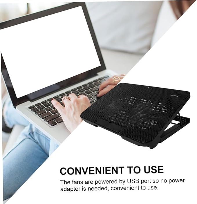 NUOBESTY Laptop Cooling Mat Dual USB Fans Portable Notebook Cooler for Efficient Heat Dissipation for Gaming and Workstations Black